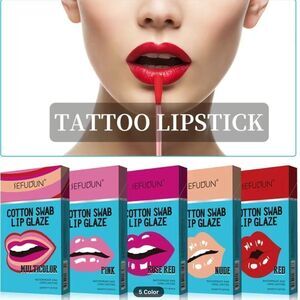 TATTOO LIPSTICK COTTON SWAB LIP GLAZE WATERPROOF LONG LASTING 20PCS PER PACK